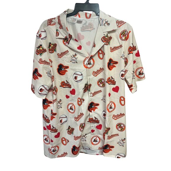 Baltimore Orioles All-Over Logo Button Shirt Unbranded Fan Camp Style - Picture 1 of 5